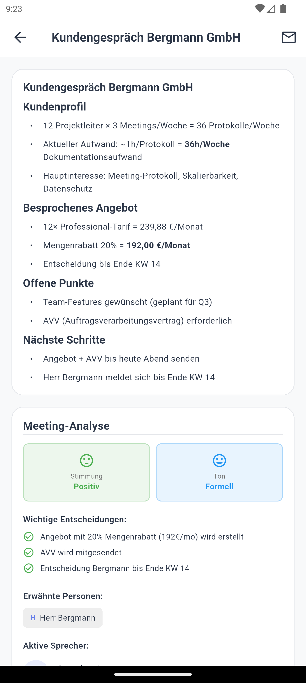 ActionMemo - Meeting-Protokoll mit KI-Analyse